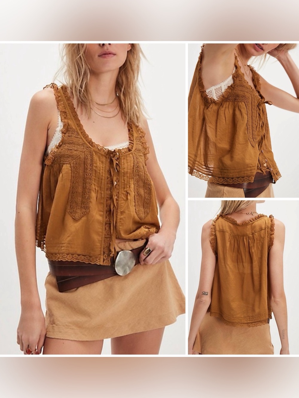 NWT Free People Forevermore Tank - Bitternut brown - Large